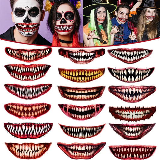 18 Piece Scary Mouth Temporary Tattoos